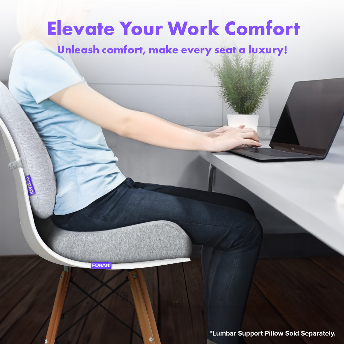 Ergonomic Seat Cushion + Lumbar Support Pillow * Patented